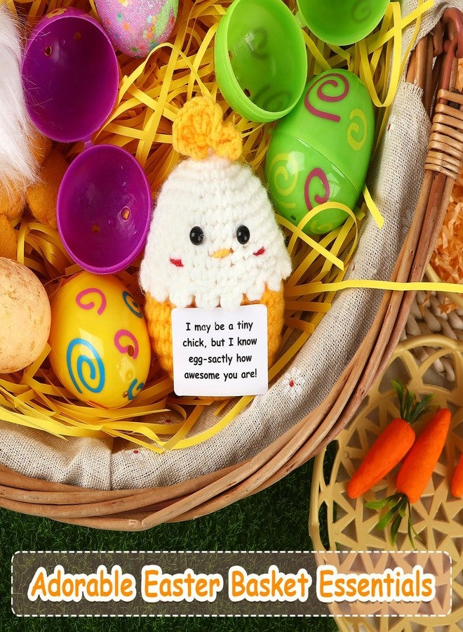 JULEASEL Mini Chicken Easter Basket Essentials Stuffers for Teens Kids Girls Gifts Positive Crochet Animals Emotional Chick in Eggshell Easter Gifts for Friend Sister Daughter - Image 5